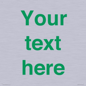 Custom blank information sign. Green text, plain background